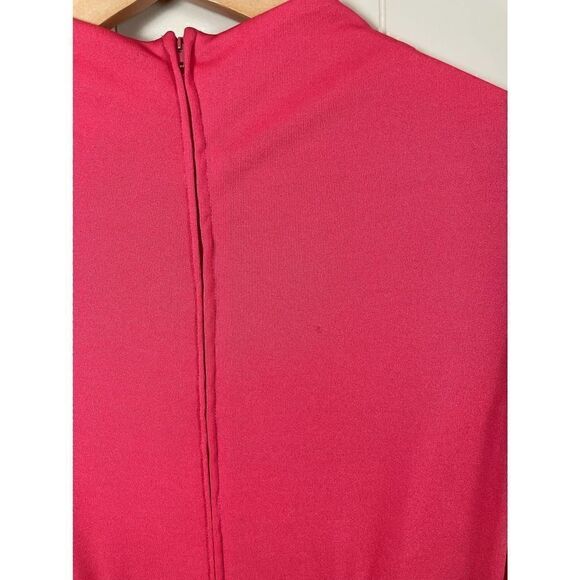 Vintage 1970s Mock Neck Bell Sleeve Coral Maxi Dress - Picture 11 of 14